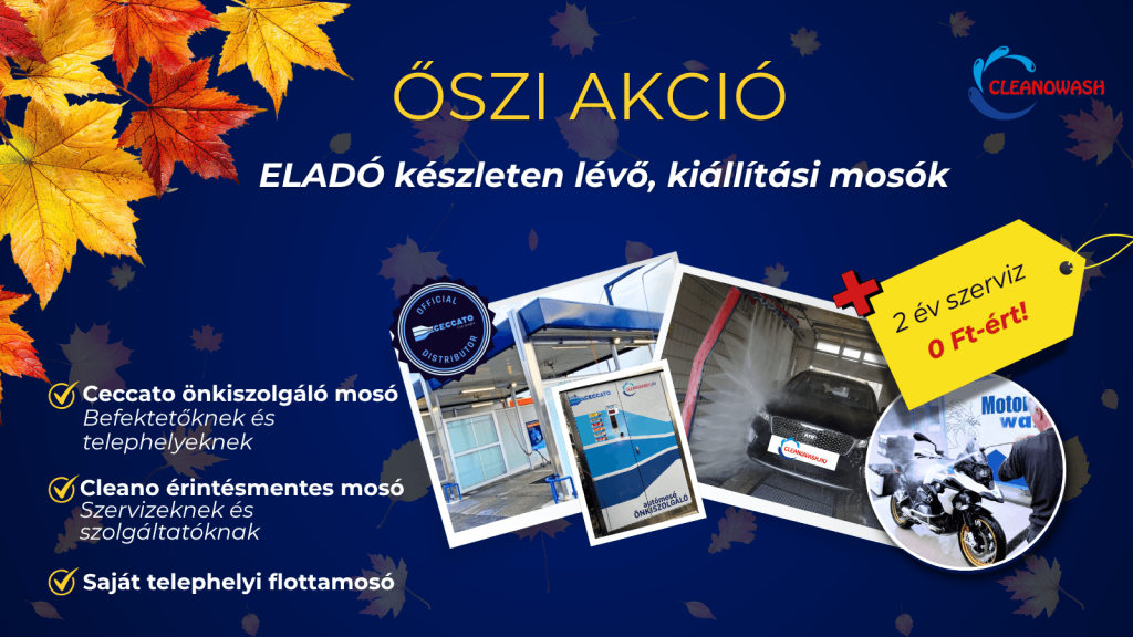 Eladó autómosó berendezés készletről